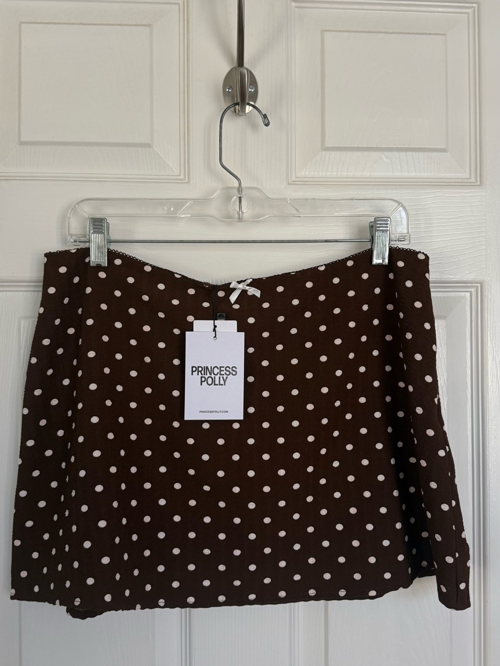 NWT Princess Polly Tejano Mini Skirt Brown Polka Dot US Size 10🤎🎀